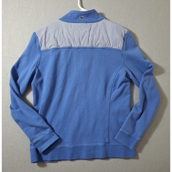 Vineyard Vines Sweatshirt Women M Blue Striped Shep Shirt 1/4 Zip Pullover - Picture 5 of 7